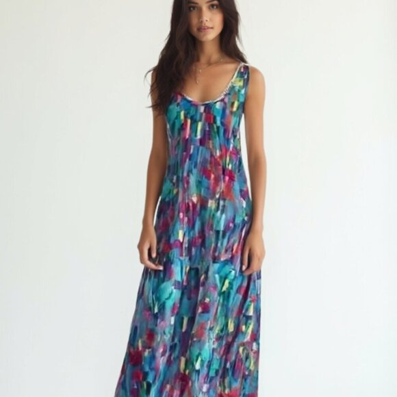 profile by gottex Colorful Geometric Patterned Dress beach cover up L-XL - Picture 1 of 12